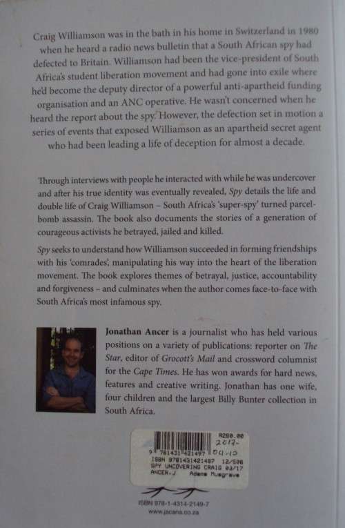 Spy Uncovering Craig Williamson Jonathan Ancer