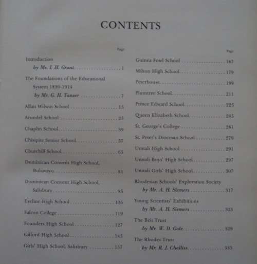 Some Renowed Rhodesian Senior Schools and More Rhodesian Senior Schools I P Maclaren