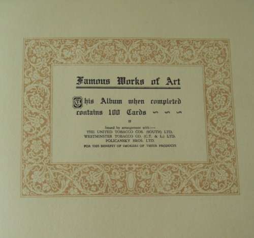 Famous Works of Art Cigarette Card Album Professor Edward Rosworth