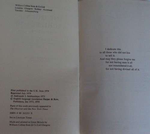 The Gulag Archipelago: An Experiment in Literary Investigation Volumes 1 -3 Alexander Solszhenitsyn