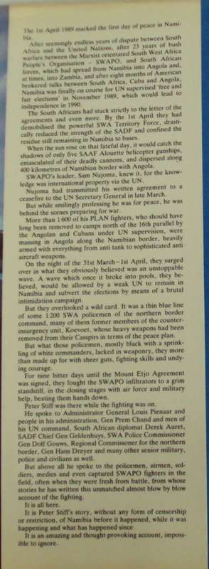 Nine Days of War Namibia  Before, during and after Peter Stiff