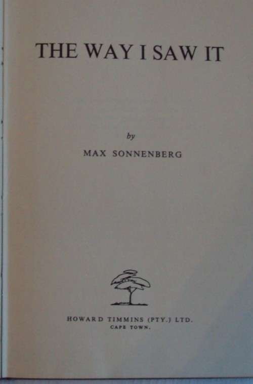 The Way I Saw It  Max Sonnenberg