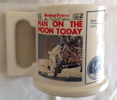 Crescent Ware "Man On The Moon" Newspaper Tankard | Beermug Celebrating Apollo 11 Moon Landing