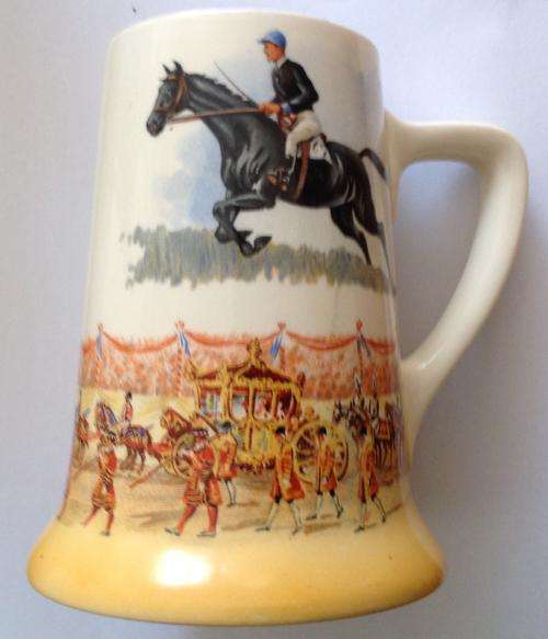 Scarce: Royal Doulton 1937 King George VI Coronation Year Grand National "Royal Mail" Tankard