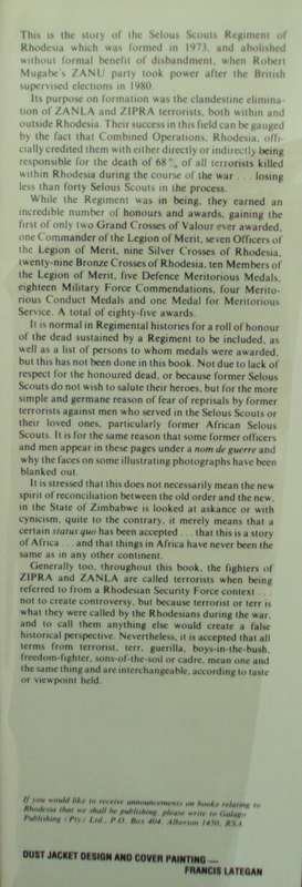 Selous Scouts Top Secret War Author: Lt. Col. Ron Reid Daly as told to Peter Stiff
