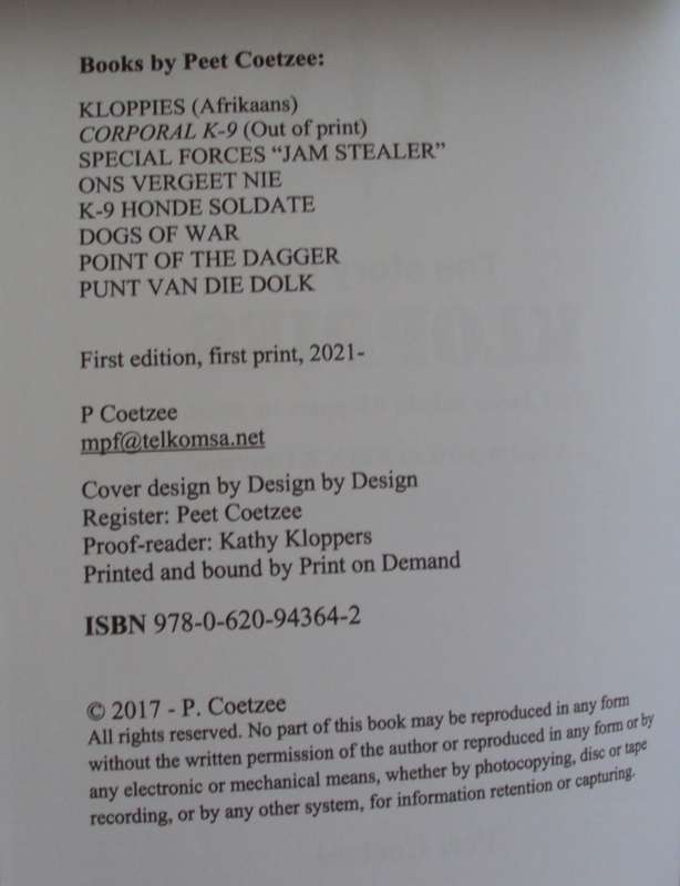 The Story of Kloppies W01 J S Kloppers A South African Recce Operator Peet Coetzee