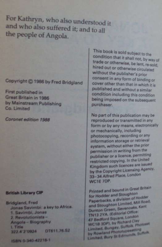 Jonas Savimbi A Key to Africa South Africas Ally and Maos Disciple Fred Bridgland