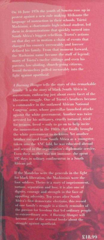 A Burning Hunger One Familys Struggle Against Apartheid Lynda Schuster