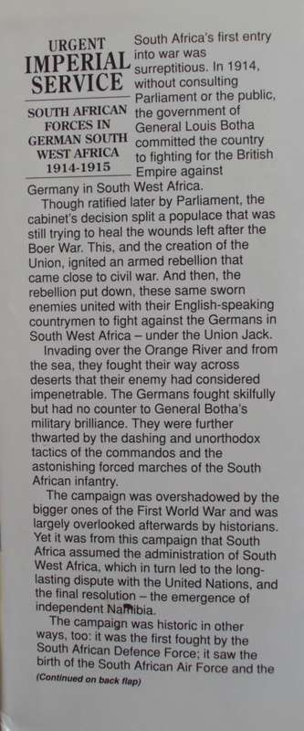 Urgent Imperial Service South African Forces in German South West Africa  1914--1915 Gerald