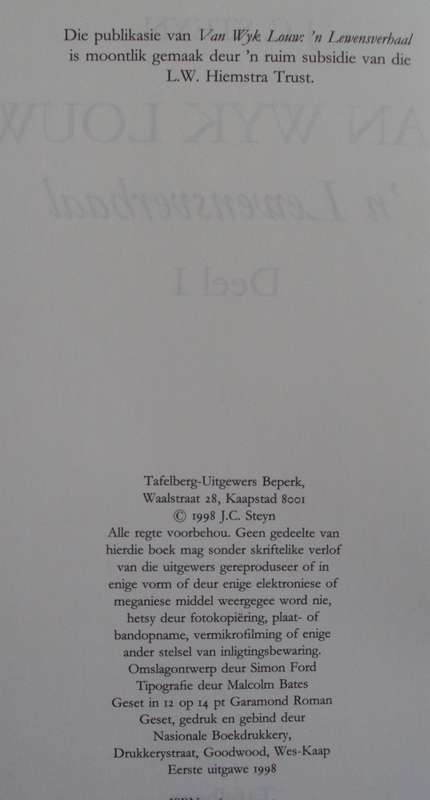 Van Wyk Louw n Lewensverhaal 2 Volume Set   J C Steyn