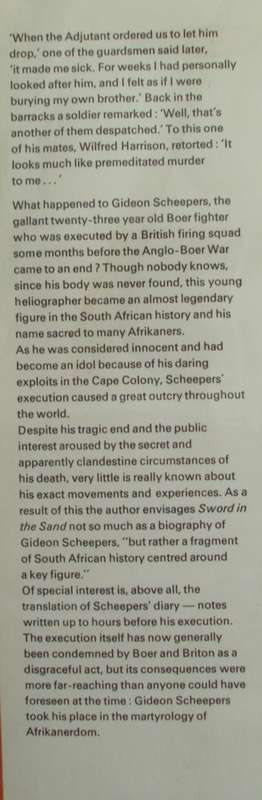 Sword in the Sand  The Life and Death of Gideon Scheepers  Johannes Meintjes