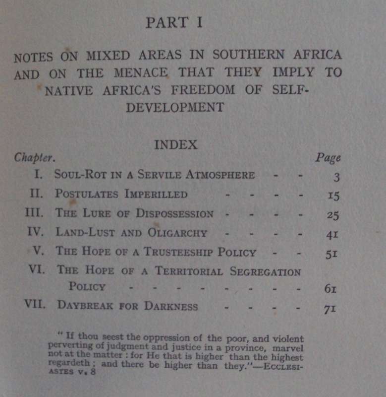 An Africa for Africans Plea on behalf of Territorial Segregation Areas & of their Freedom