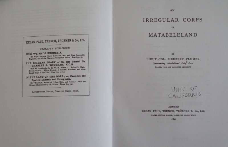 An Irregular Corps in Matabeleland  Scholars Choice  Author: Lieut. Col Herbert Plumer