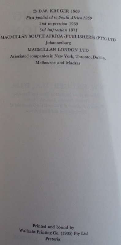 The Making of a Nation A History of the Union of South Africa   D W Kruger