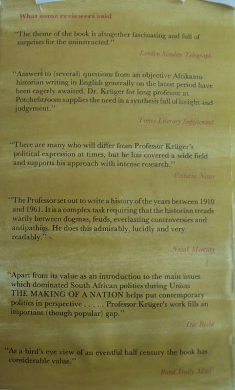 The Making of a Nation A History of the Union of South Africa   D W Kruger