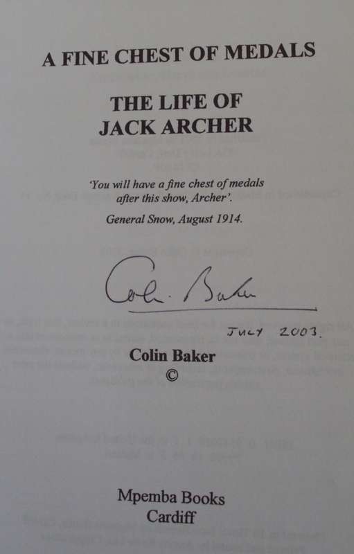 A Fine Chest of Medals The Life of Jack Archer  Signed by the author