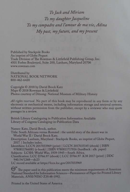 South Africans versus Rommel The Untold Story of the Desert War in World War II David Brock Katz