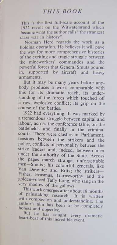 1922 Revolt on the Rand Norman Herd
