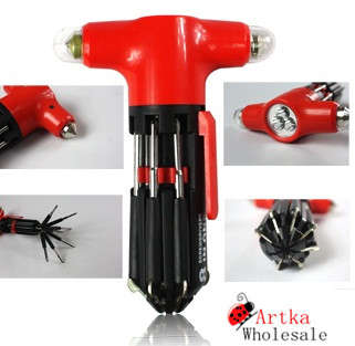 8 IN 1  MULTI SCREW DRIVER TORCH LIFE SAVING HAMMER
