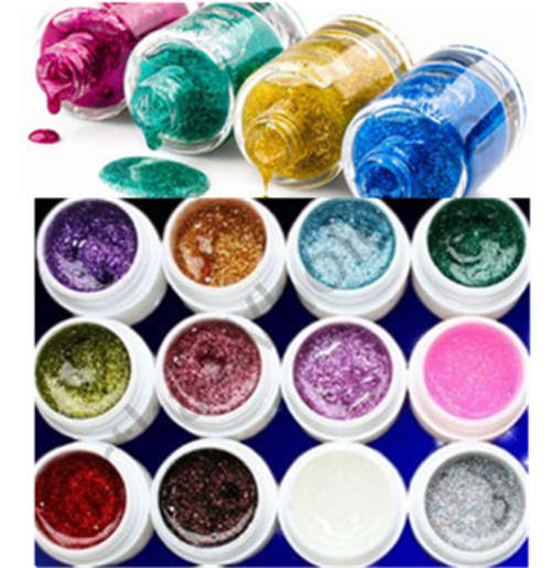 12PCS PROFESSIONAL COLOR NAIL GEL SET WITH GLITTER *10g/each