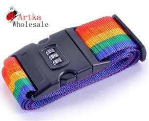 RAINBOW COLOR TRAVEL LUGGAGE SUITCASE BELT SECURITY STRAP WITH CODED LOCK