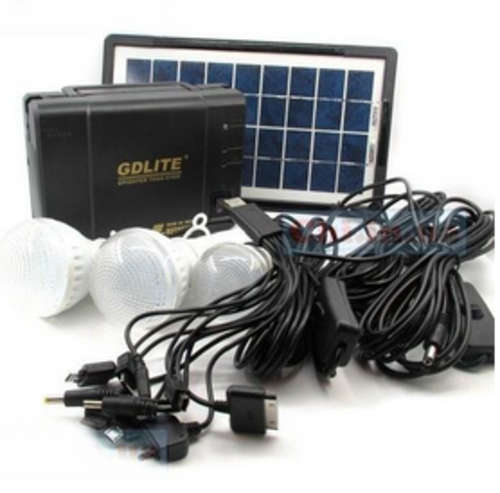 GDlite Solar Ligthing System with 3 LED bulbs, solar panel. Charges cellphone
