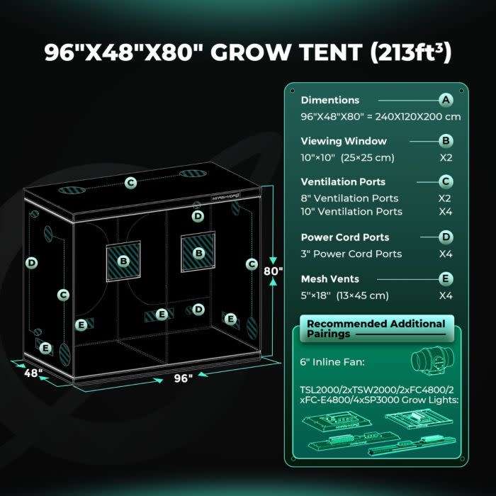 Mars Grow Tent 2.4m x 1.2m x 2m