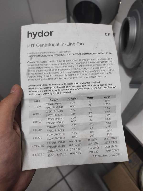 x2 Hydor HIT 150 Centrifugal Inline Fans With Ducting and Clamps