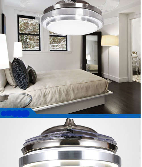 Modern simple stealth fan lights living room bedroom restaurant lights crystal ceiling fan remote co