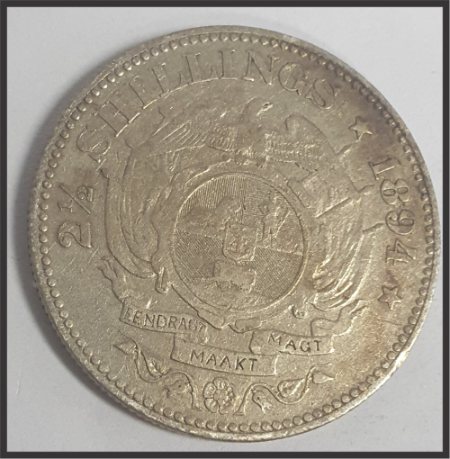 ZAR 1894 2 1/2 Shillings, Only 135 012, Coin in Capsule, VERY NICE COIN!!! SEE PICTURE!!!