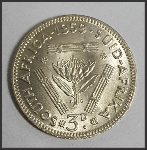 1959 3 D  (Coin in Capsule), UNC // Photos of actual coin