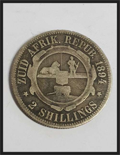 ZAR 1894 2 Shillings (Coin in Capsule)  Only 173 235 Minted  picture of actual coin ZAR 1894 2 Shill
