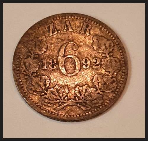 ZAR 1892 6 D  // Very Low Mintage 28 300 Minted Photos of actual coin