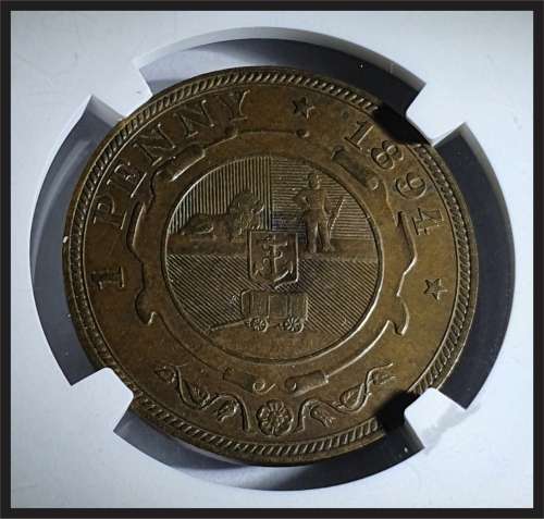 SCARCE!!! ZAR 1894 1 PENNY // Low Mintage 10 769 only // NGC AU 53 BN // HIGH CATALOGUE VALUE