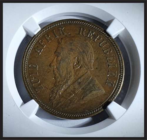 SCARCE!!! ZAR 1894 1 PENNY // Low Mintage 10 769 only // NGC AU 53 BN // HIGH CATALOGUE VALUE