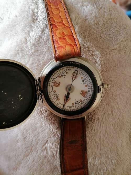 1950s vintage compass watch with GENUINE leather band