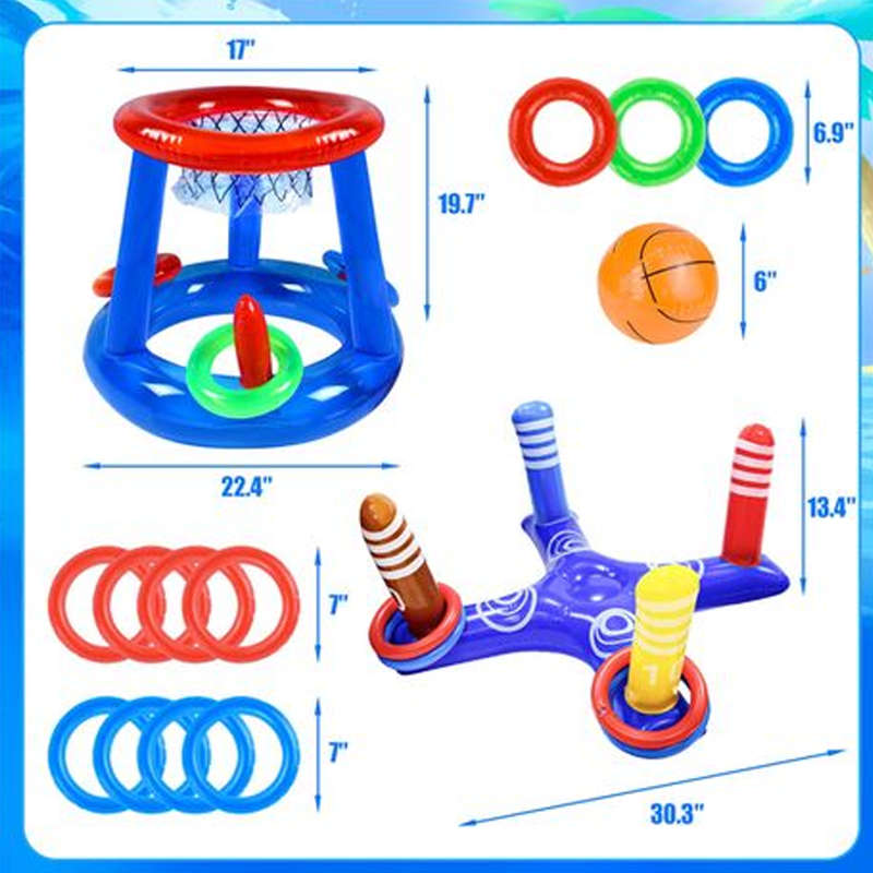 Splash Slam Fun Inflatable Basketball Ring Toss Pool Game Set