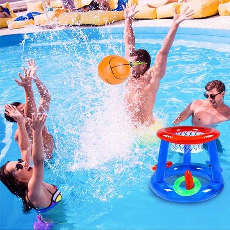 Splash Slam Fun Inflatable Basketball Ring Toss Pool Game Set
