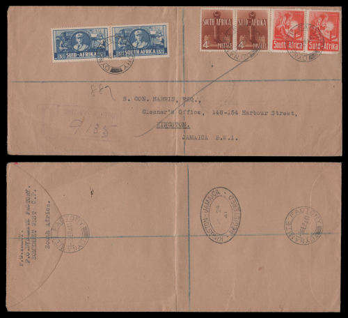 RARE!  6d with DYNAMITE FACTORY FIRST DAY cancellation on cover to Jamaica.  Please read inside!