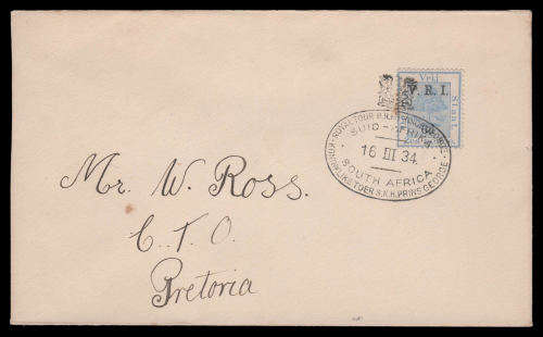 Orange Free State.  Cover with 1934 Royal Tour as per scan.