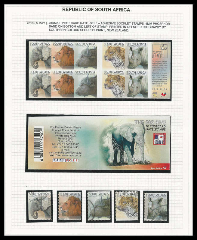 R.S.A.  2010 BIG FIVE booklet as per scan.  Very fine.