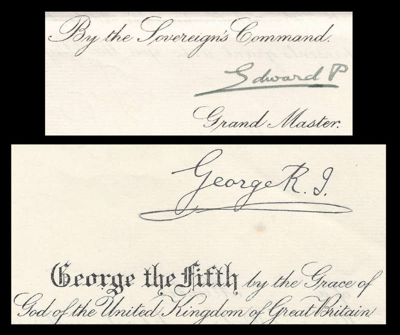 1918 Document signed by King Edward VIII, also with stamped signature of King George V.
