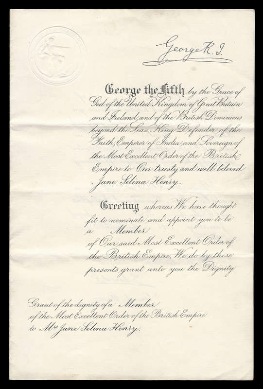 1918 Document signed by King Edward VIII, also with stamped signature of King George V.
