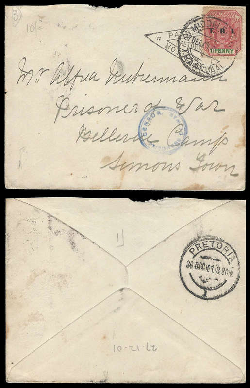Anglo Boer War. Censored Prisoner of War Cover to Bellevue Camp.