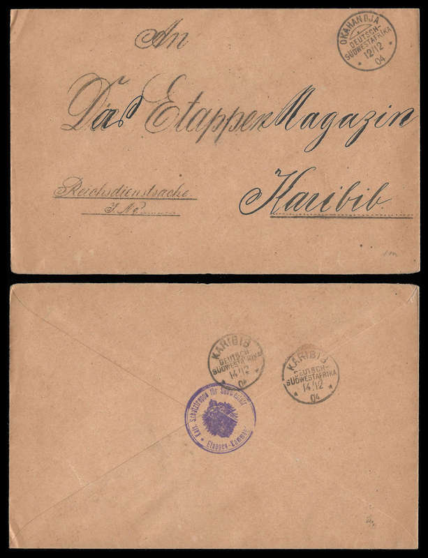 South West Africa. 1904 Military cover Okahandja - Karibib.