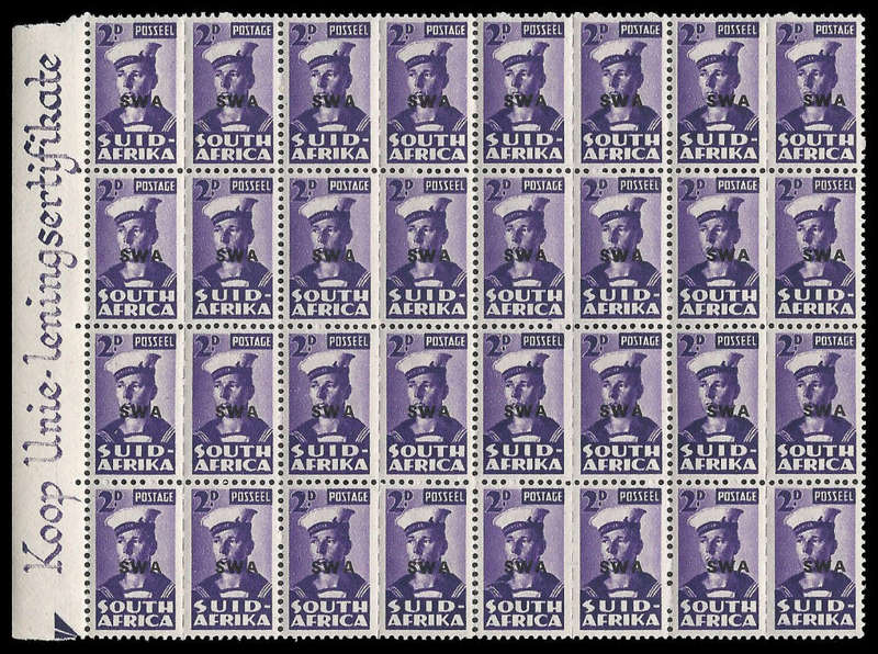 South West Africa.  Overprint in middle of stamp. Cat.value R8 000-00.