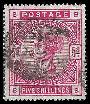 Great Britain.  1884.  SG 181.  Queen Victoria 5 shilling crimson.  Cat.value R5 800-00.