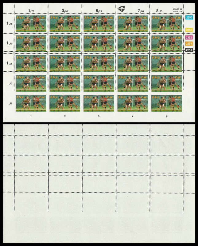 Please see TWO scans.  Republic of South Africa. Complete sheet. Imperforated + Double Perforations.