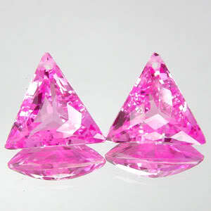 34CT PAIR TRILLION CHECKER PINK TOPAZ