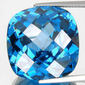 35 CT LONDON BLUE TOPAZ CUSHION CHECKER CUT